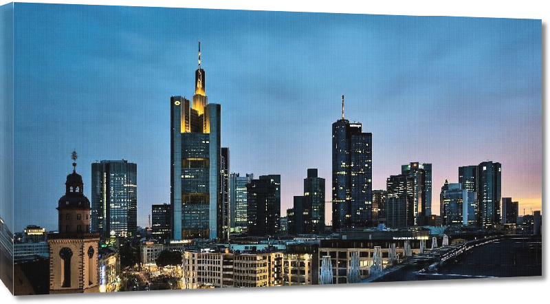 Toiles imprimées Photo de nuit de la ville de francfort en Allemagne