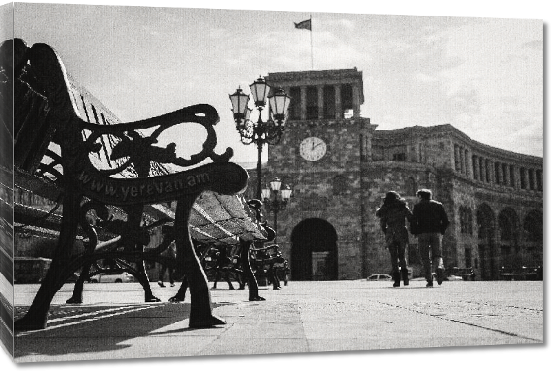 Toiles imprimées Photo noir et blanc place Arménie