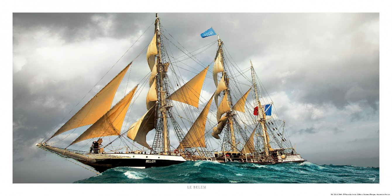 Poster photo Le Belem, trois-mâts barque, toutes voiles dehors