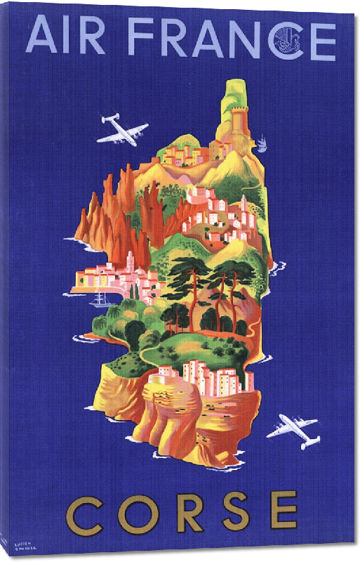 Toiles imprimées Affiche ancienne de carte de Corse