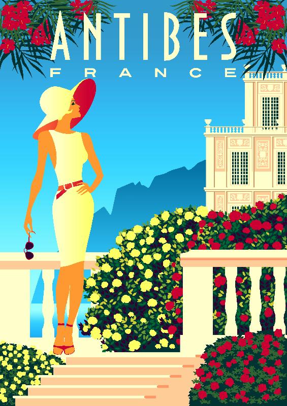 Affiche illustration Antibes France