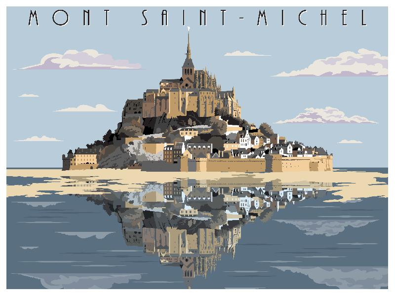Affiche illustration Mont st Michel