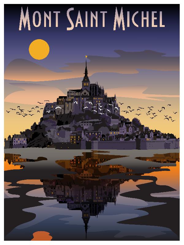 Affiche illustration Mont st Michel
