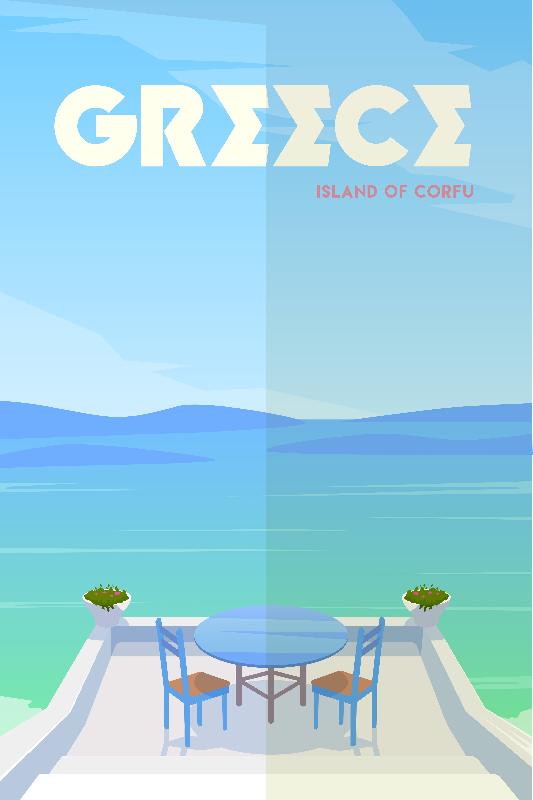 Affiche illustration Grèce