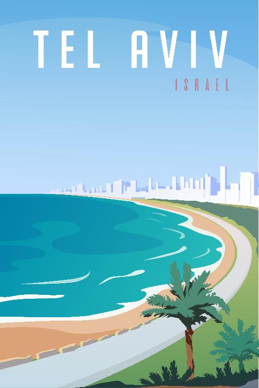 Affiche illustration tel Aviv Israel