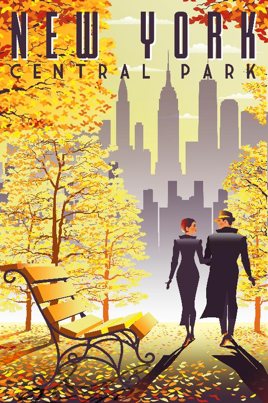 Affiche illustration New York central park