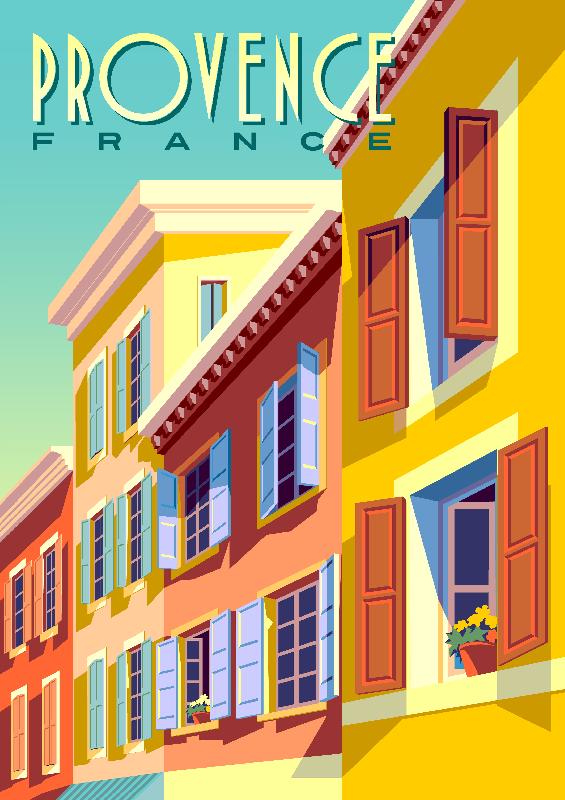 Affiche illustration Provence France