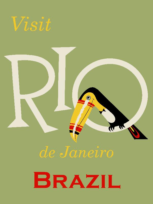 Affiche style vintage rétro Rio Brésil