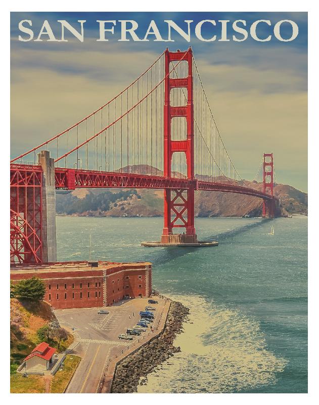 Affiche vintage rétro pont de San Francisco