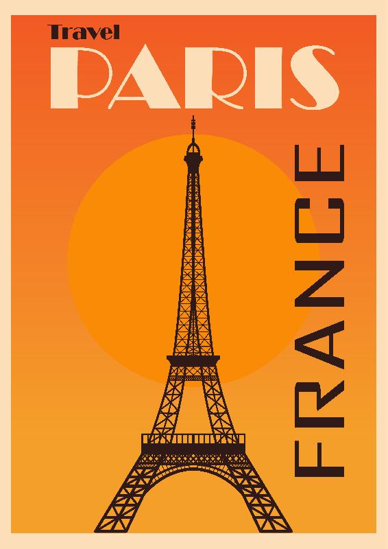 Affiche style vintage rétro france Paris