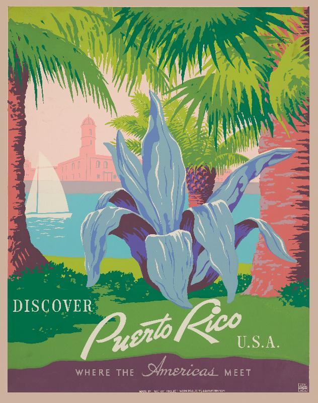 Affiche illustration style rétro vintage Porto Rico USA