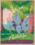 Affiche illustration style rétro vintage Porto Rico USA
