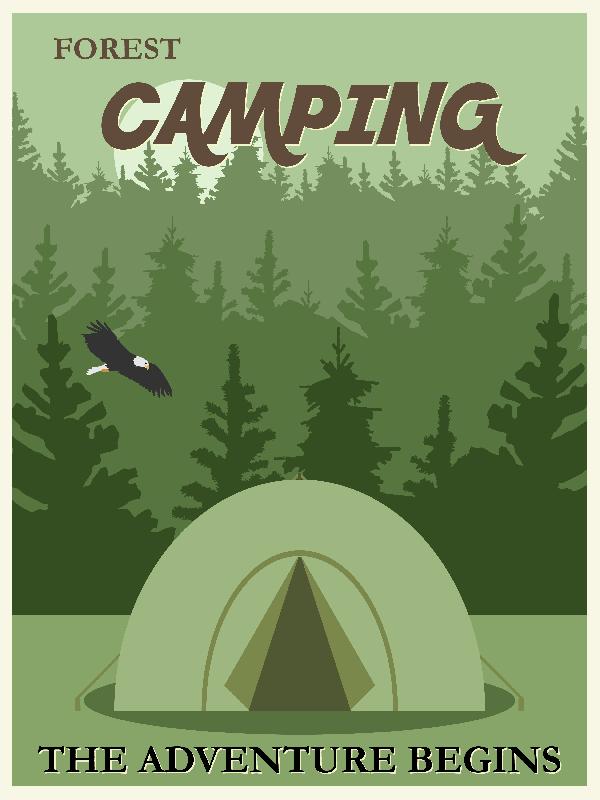 Affiche illustrée camping 3