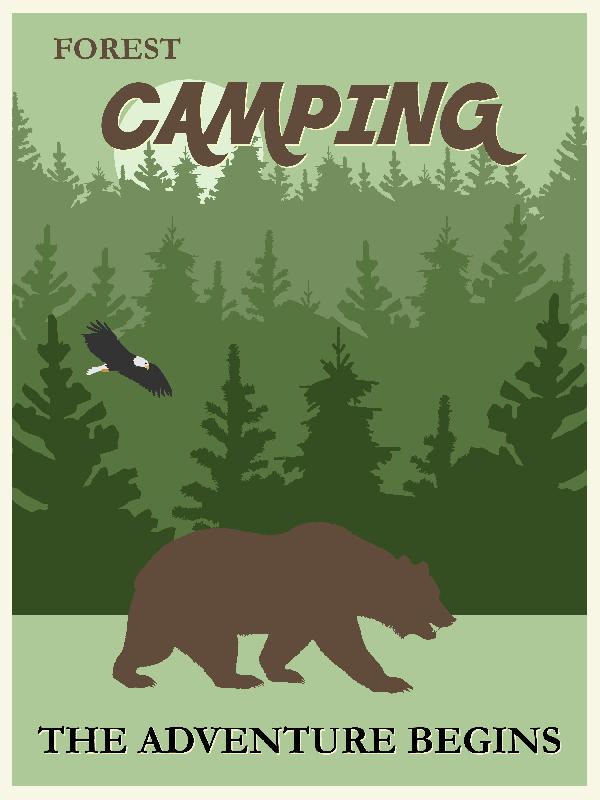 Affiche illustrée camping