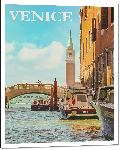 Impression sur aluminium Affiche style rétro vintage Venise en Italie