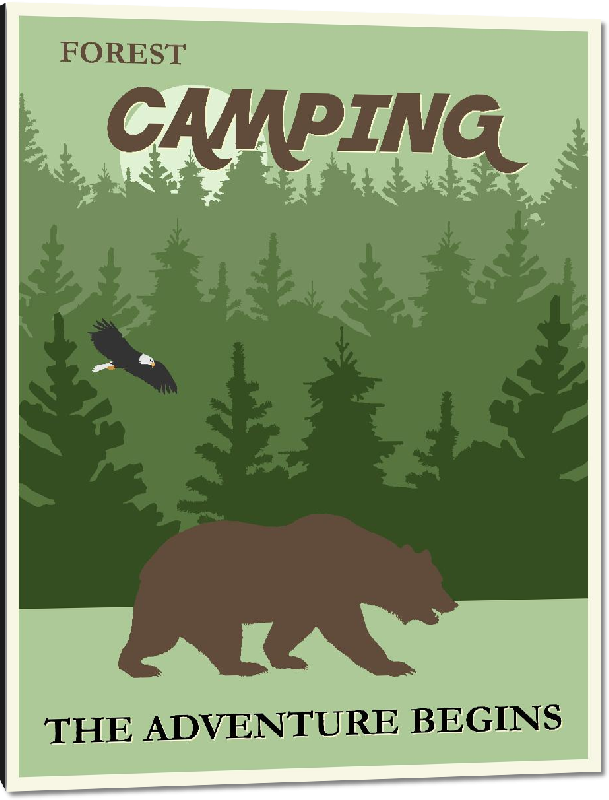 Impression sur aluminium Affiche illustrée camping