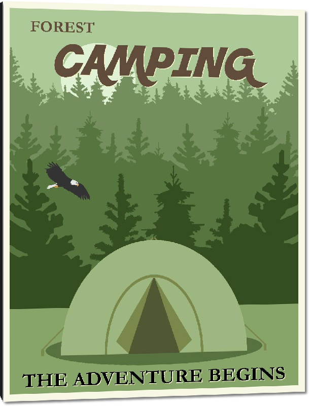 Impression sur aluminium Affiche illustrée camping 3