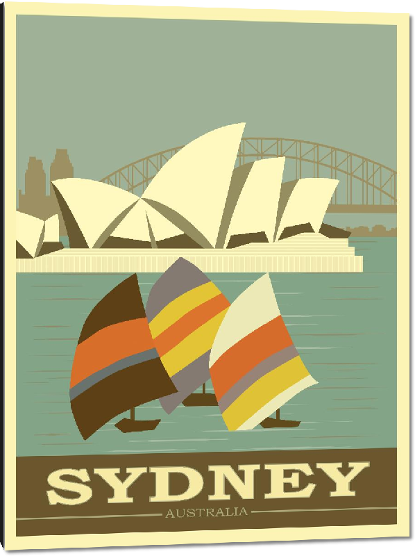 Impression sur aluminium Affiche illustration vintage rétro Sydney Australie