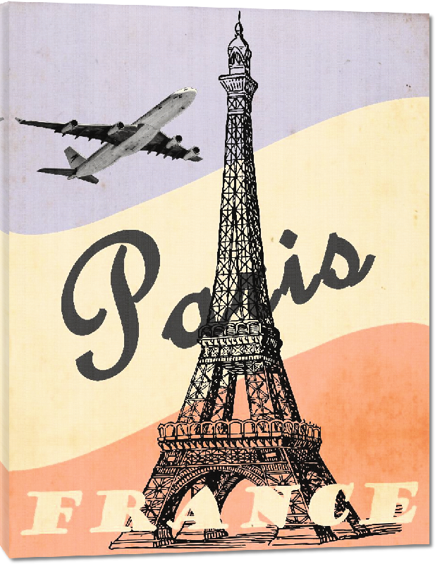 Toiles imprimées Affiche vintage illustration rétro tour eiffel Paris
