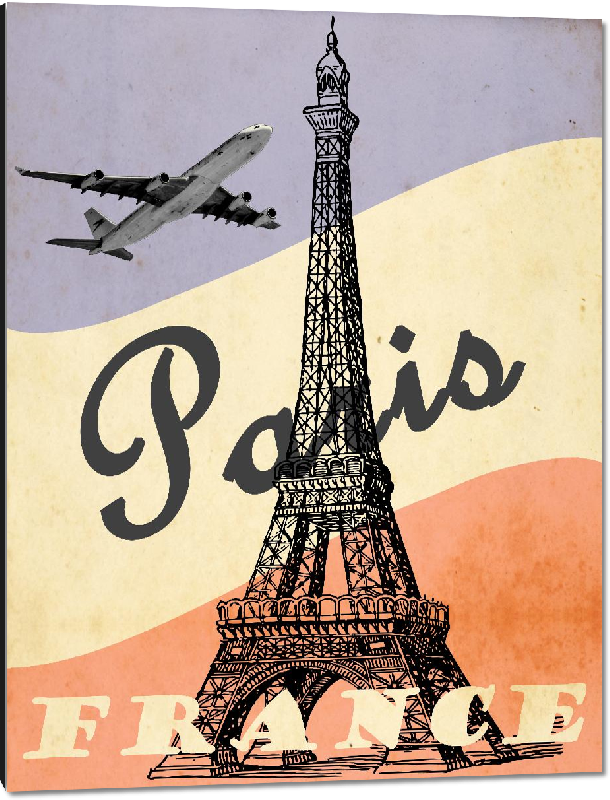 Impression sur aluminium Affiche vintage illustration rétro tour eiffel Paris
