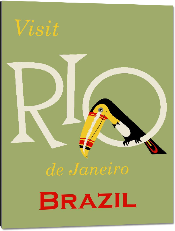 Impression sur aluminium Affiche style vintage rétro Rio Brésil
