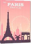 Toiles imprimées Affiche style vintage rétro Paris France Rose