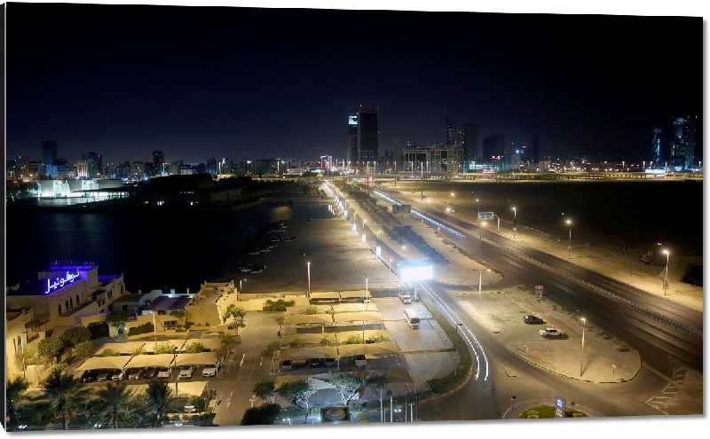 Impression sur aluminium Photo ville de nuit à Bahrein