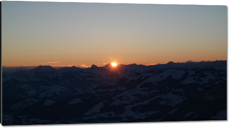 Impression sur aluminium Coucher de soleil sur les Alpes en haute salve Autriche