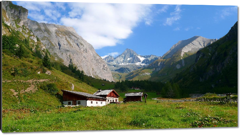 Impression sur aluminium Photo ferme en montagne Alpes Autriche