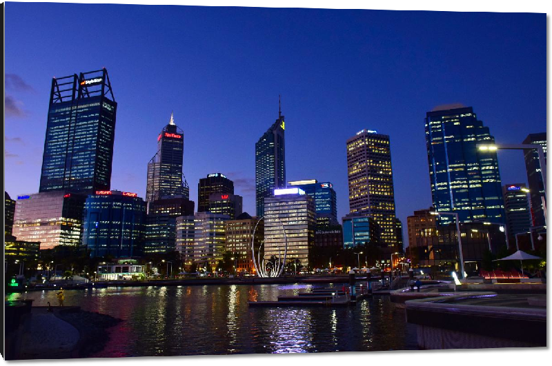 Impression sur aluminium Photo de la ville de Perthe de nuit en Australie