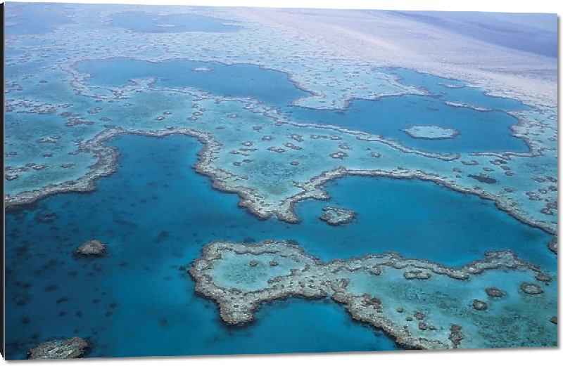 Impression sur aluminium Photo aérienne lagune de corail en Australie
