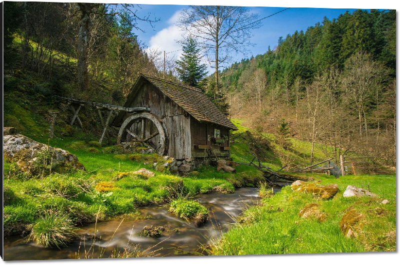 Impression sur aluminium Photo d'un vieu moulin dans la campagne en Allemagne
