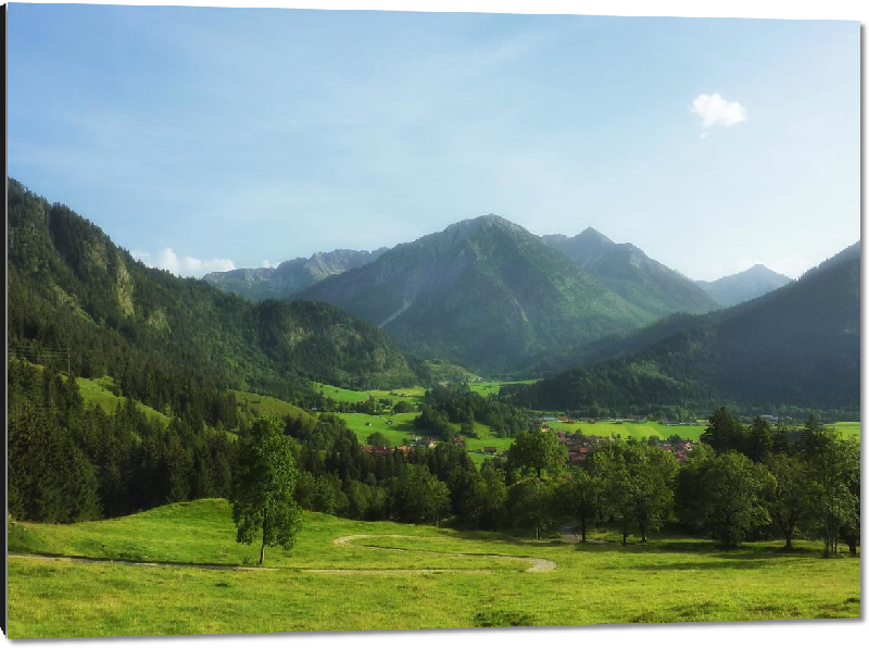 Impression sur aluminium Photo paysage montagneux en Bavière en Allemagne
