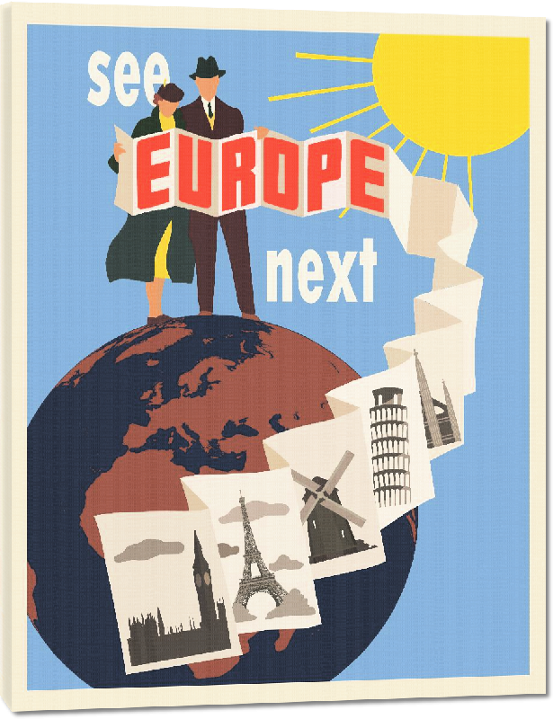 Toiles imprimées Affiche illustration visitez l'europe