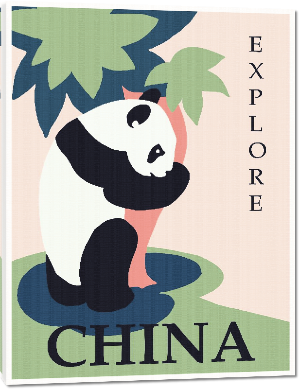 Toiles imprimées Affiche illustration Panda Chine