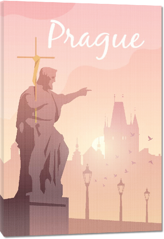 Toiles imprimées Affiche illustration Prague république Tchèque
