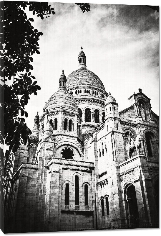 Toiles imprimées Photo du Sacré-Cœur à Paris noir et blanc 