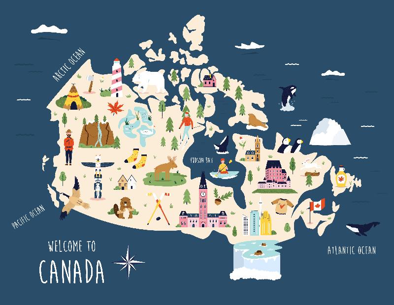 Carte illustrée enfants du Canada