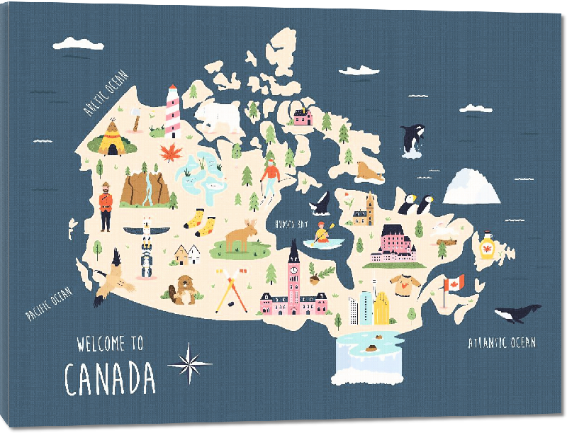 Toiles imprimées Carte illustrée enfants du Canada