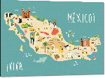 Impression sur aluminium Carte illustrée du Mexique 