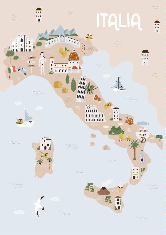 Carte illustrée de l'Italie 