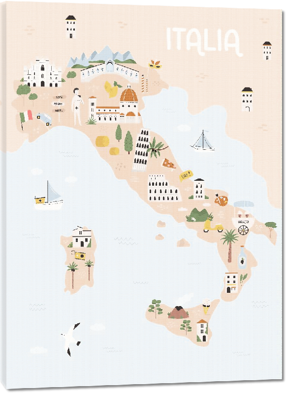 Toiles imprimées Carte illustrée de l'Italie 