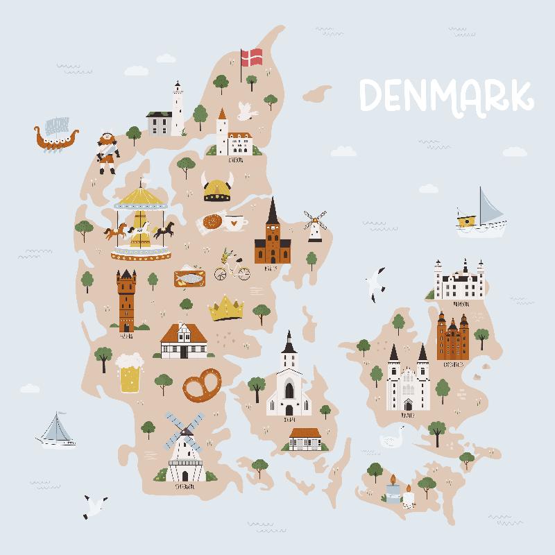 Carte illustrée du Danemark  