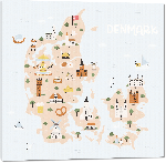 Toiles imprimées Carte illustrée du Danemark  