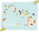 Carte illustrée d'Hawaï  