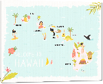 Toiles imprimées Carte illustrée d'Hawaï  
