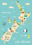 Carte illustrée de la Nouvelle-Zélande 