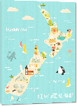 Toiles imprimées Carte illustrée de la Nouvelle-Zélande 