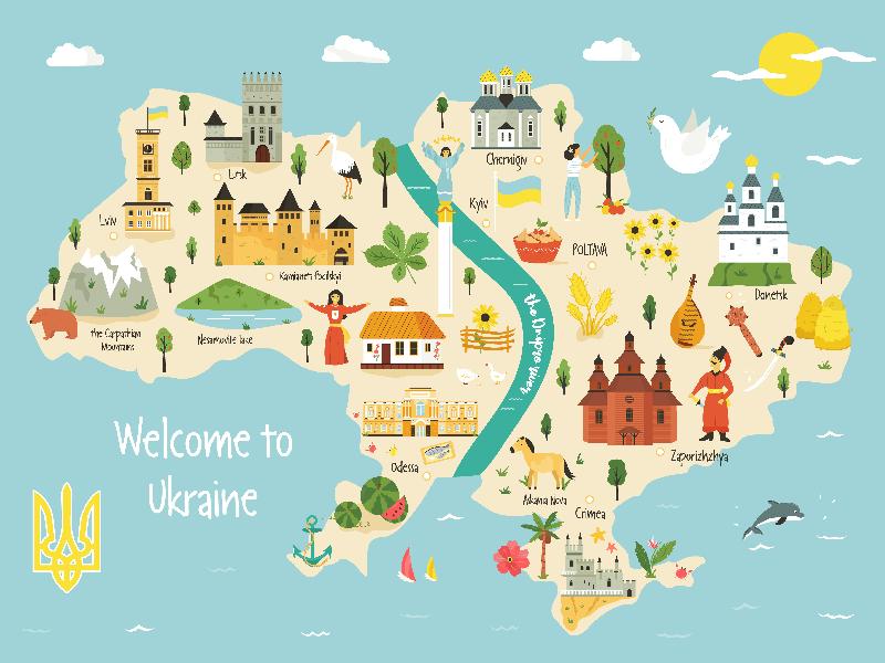Carte illustrée de l'Ukraine 