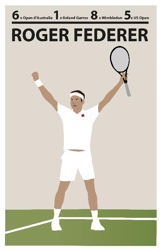 Affiche illustration Roger Federer